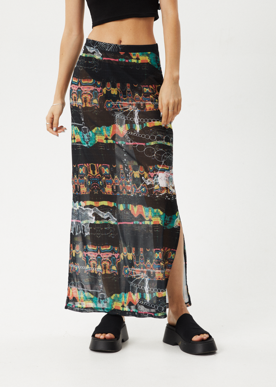 Afends Womens Astral - Sheer Maxi Skirt - Black - Sustainable Clothing - Streetwear