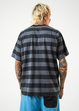 Afends Mens Sideline - Recycled Retro Striped T-Shirt - Black - Afends mens sideline   recycled retro striped t shirt   black   sustainable clothing   streetwear