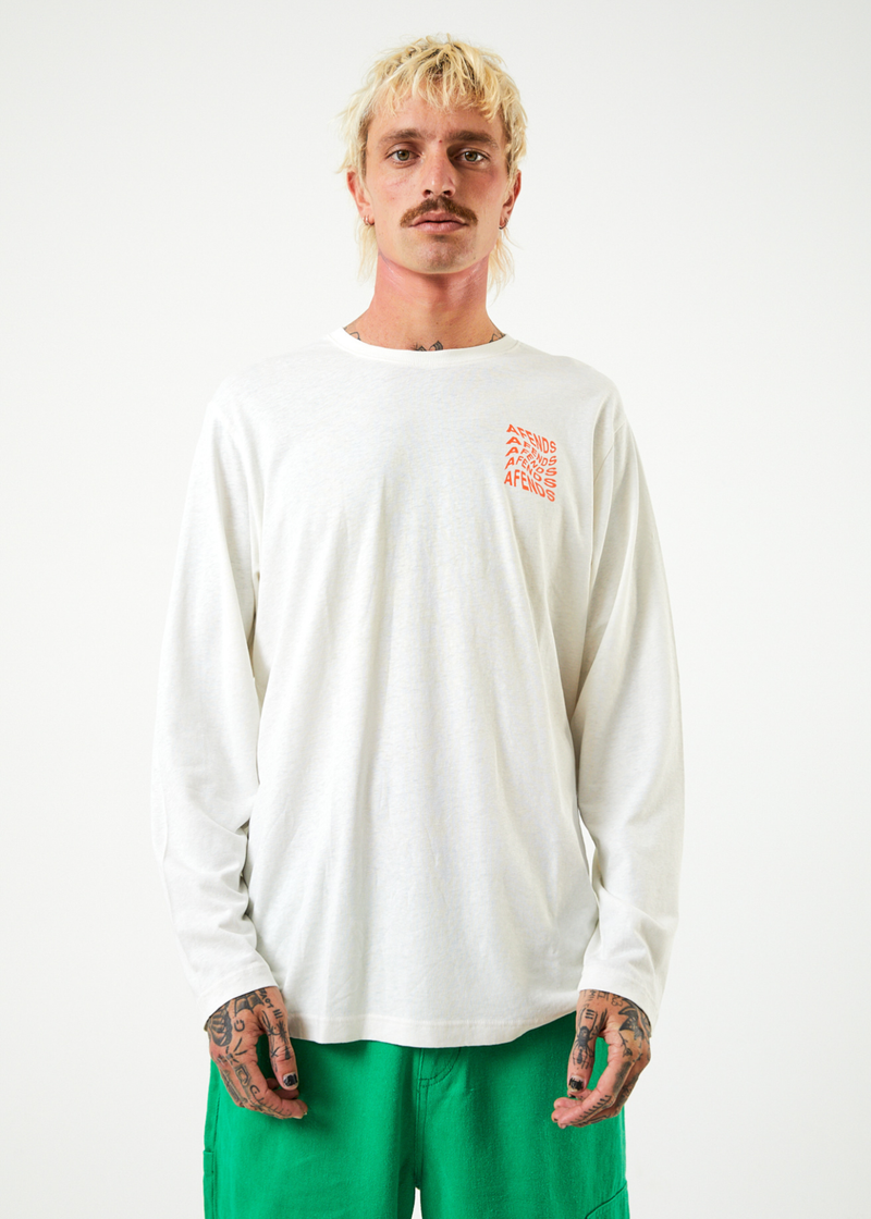 Afends Unisex Sleepy Hollow - Unisex Hemp Long Sleeve Graphic T-Shirt - Off White