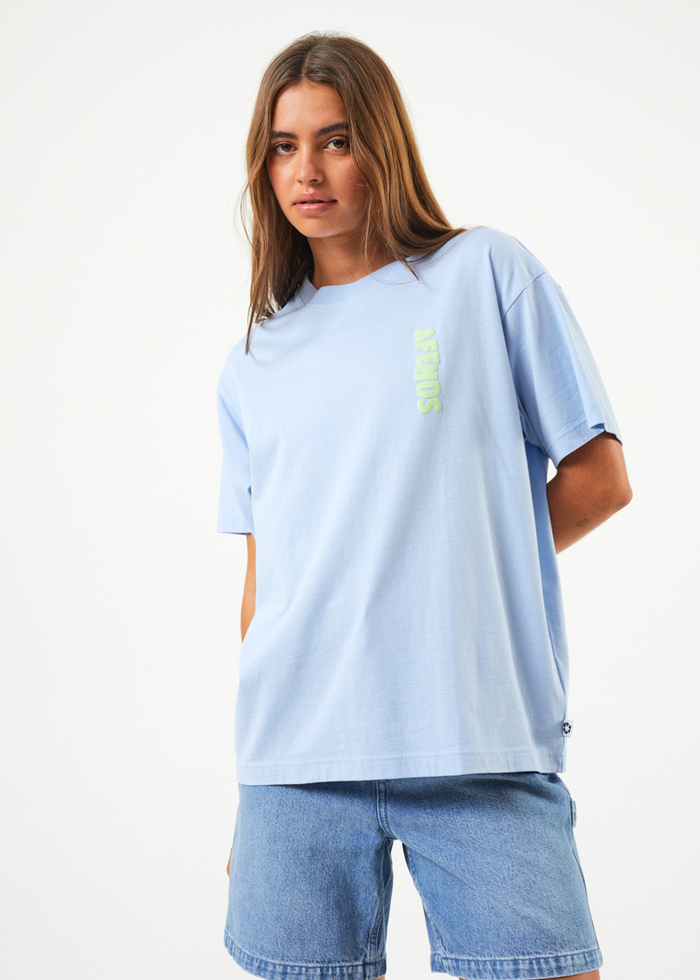 Afends Womens Underworld - Recycled Oversized T-Shirt - Powder Blue - Sustainable Clothing - Streetwear