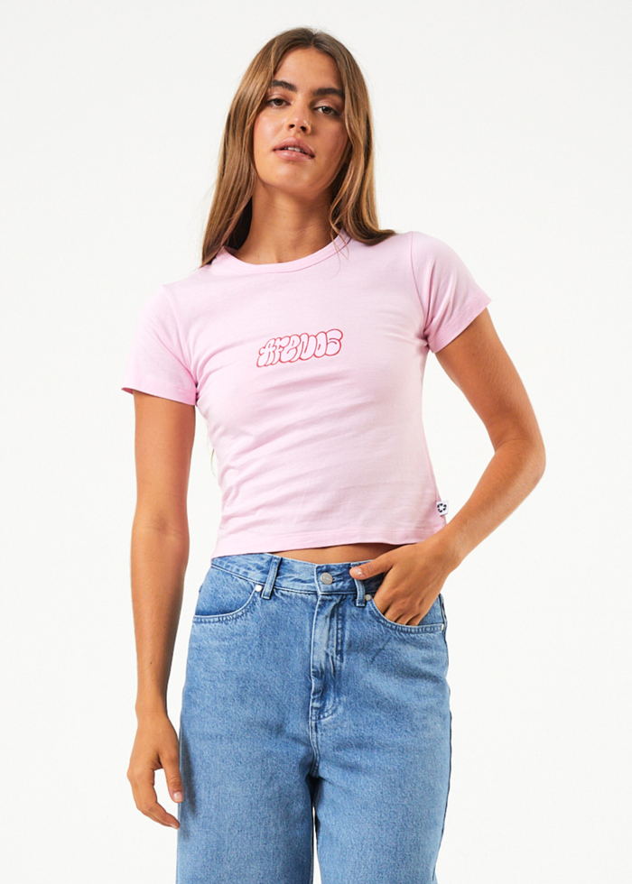 Afends Womens Underworld - Recycled Baby T-Shirt - Powder Pink - Sustainable Clothing - Streetwear