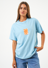 Afends Womens Samia - Recycled Oversized Graphic T-Shirt - Sky Blue - Afends womens samia   recycled oversized graphic t shirt   sky blue   sustainable clothing   streetwear