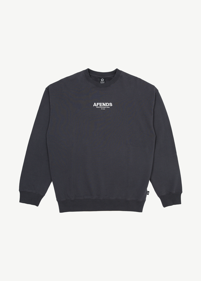 Afends Mens Vinyl - Crew Neck Jumper - Charcoal - Sustainable Clothing - Streetwear